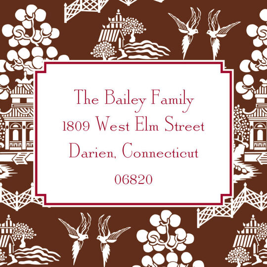 Chinoiserie Square Address Labels
